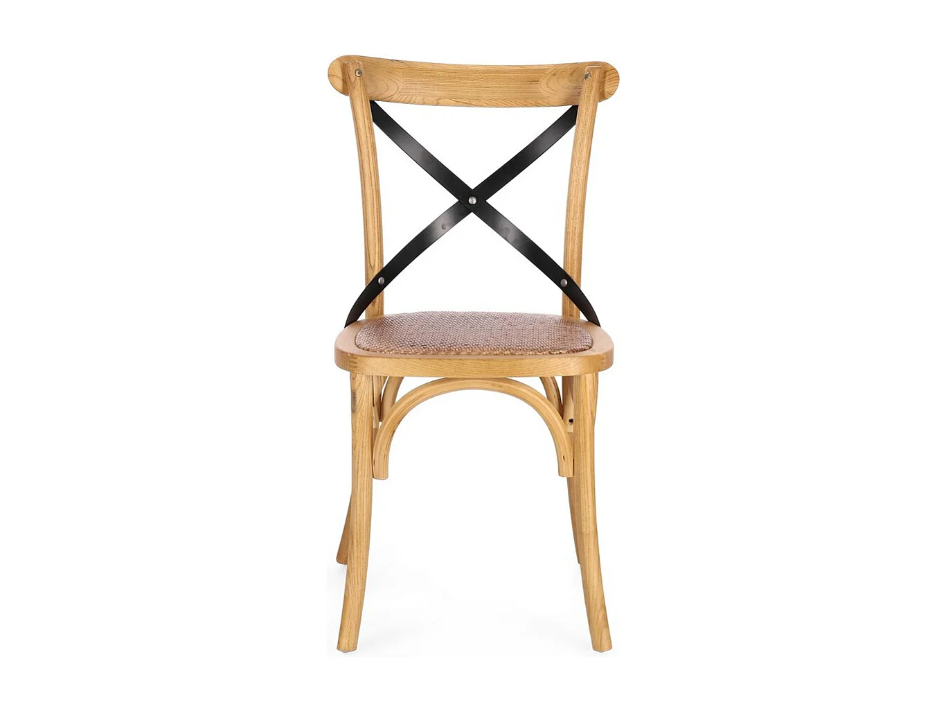 Set van 2 stoelen in natuurlijk iepenhout en zwarte stalen latten - CROSS METAL