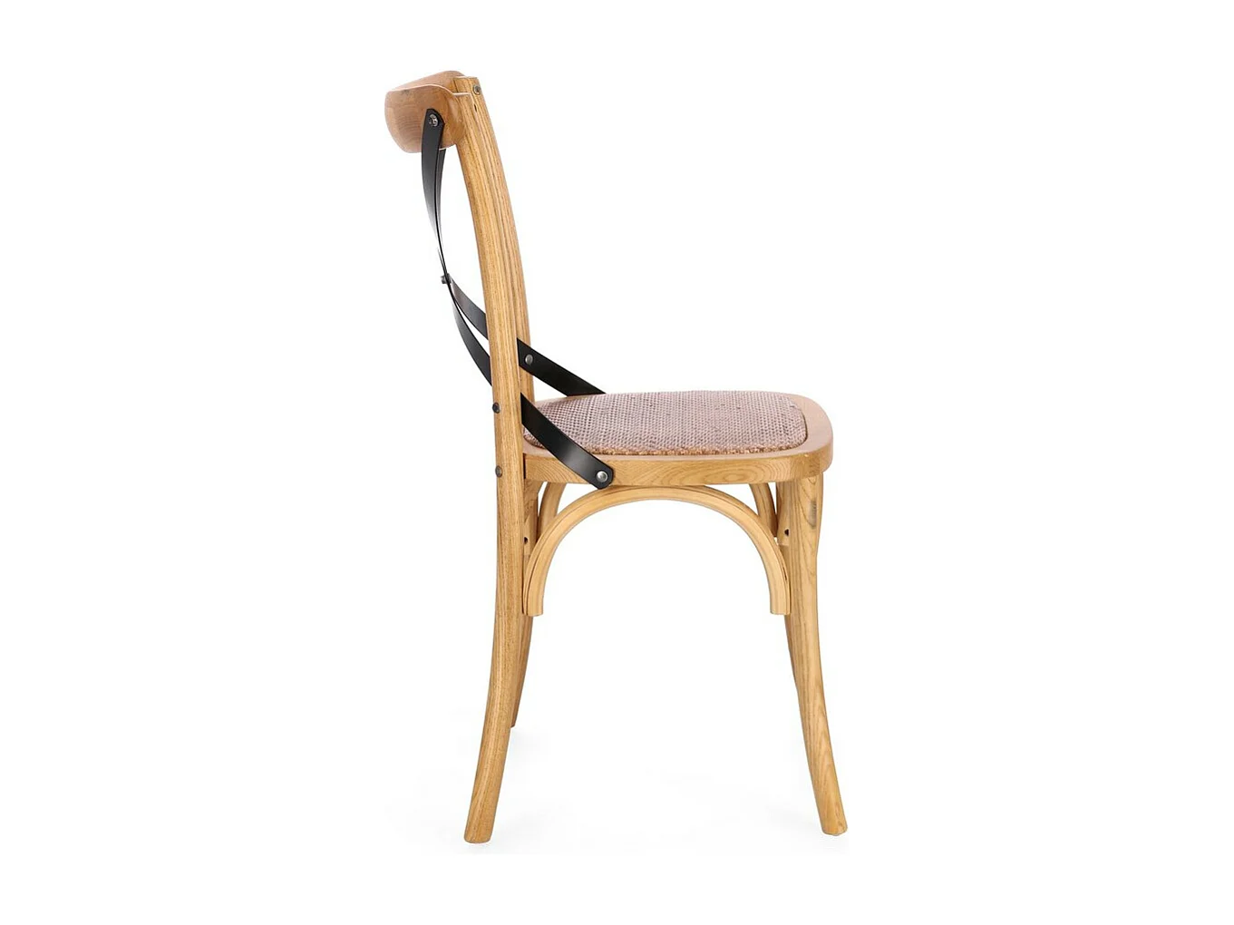 Set van 2 stoelen in natuurlijk iepenhout en zwarte stalen latten - CROSS METAL