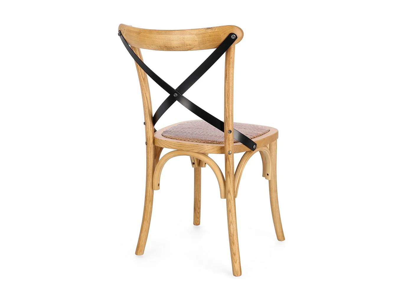 Set van 2 stoelen in natuurlijk iepenhout en zwarte stalen latten - CROSS METAL