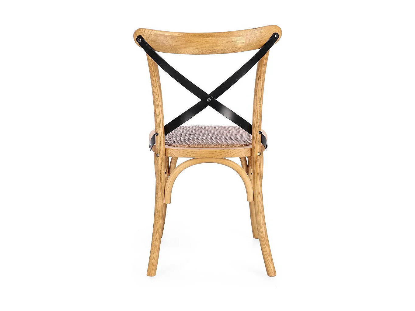 Set van 2 stoelen in natuurlijk iepenhout en zwarte stalen latten - CROSS METAL