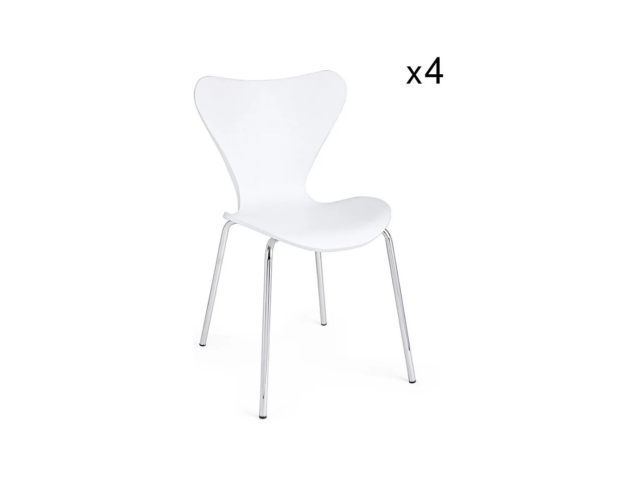 Lot de 4 chaises en polypropylène blanc et pieds en acier chromé - TESSA