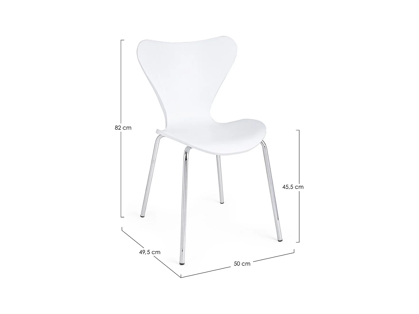 Lot de 4 chaises en polypropylène blanc et pieds en acier chromé - TESSA