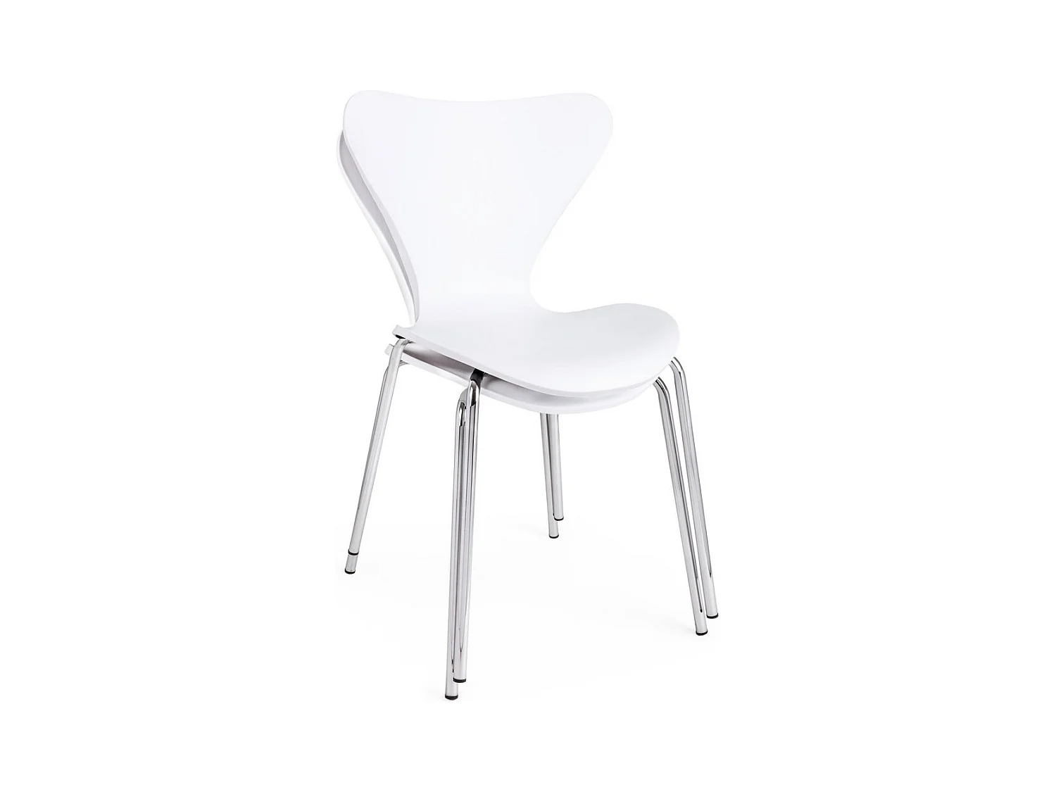 Lot de 4 chaises en polypropylène blanc et pieds en acier chromé - TESSA