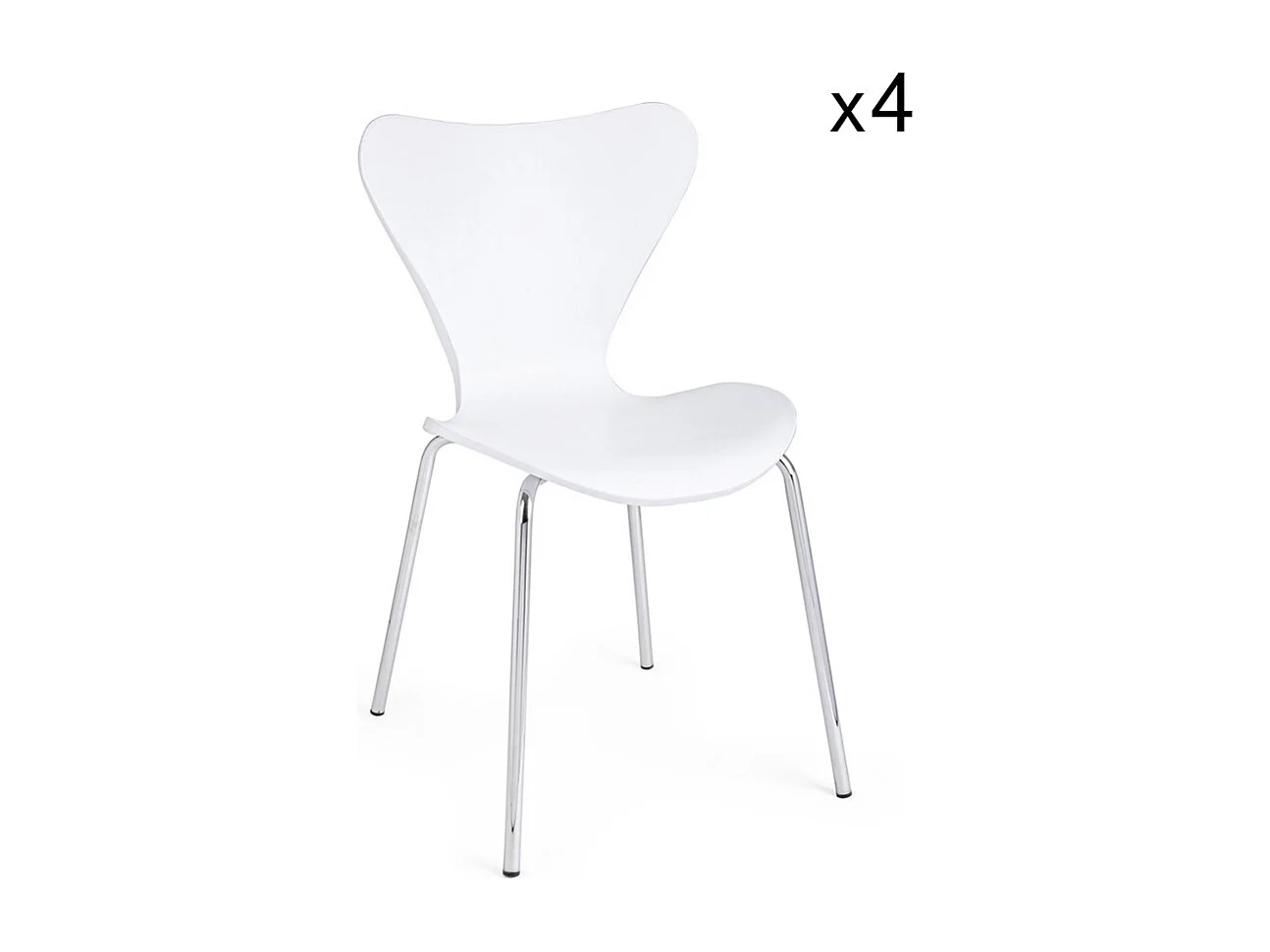 Lot de 4 chaises en polypropylène blanc et pieds en acier chromé - TESSA