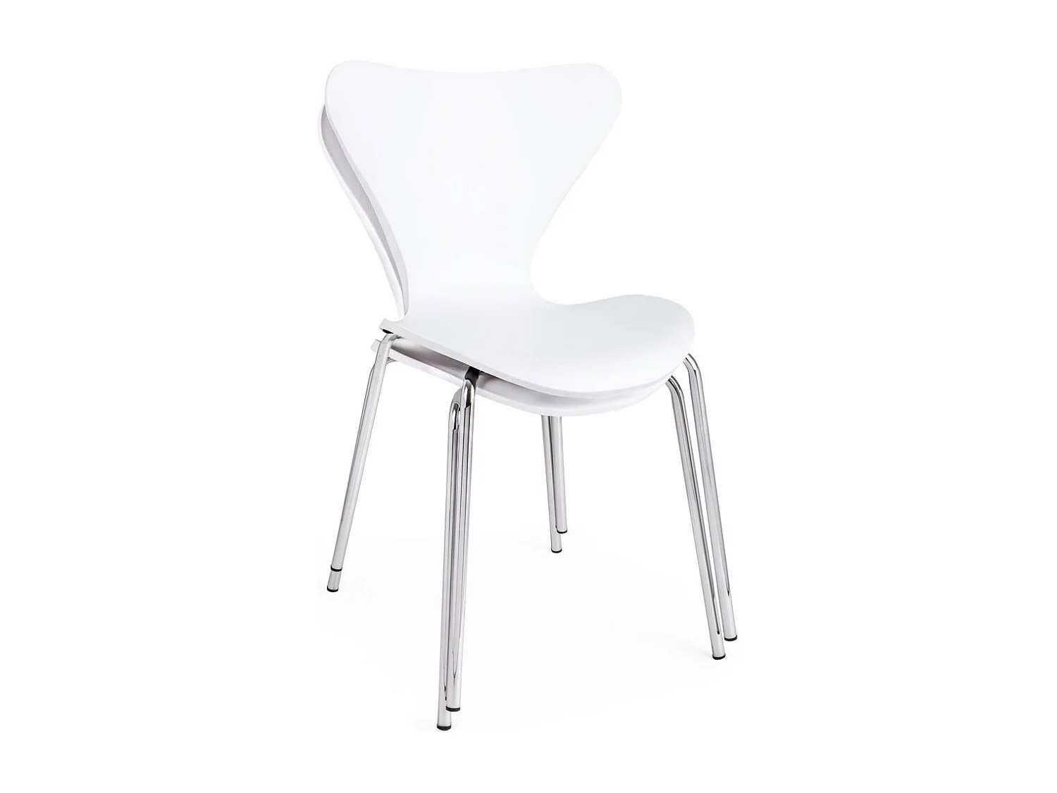 Lot de 4 chaises en polypropylène blanc et pieds en acier chromé - TESSA
