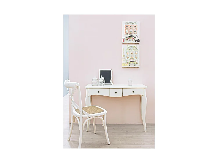 2 Stühle aus weißem Ulmenholz und natürlichem Rattan - CROSS