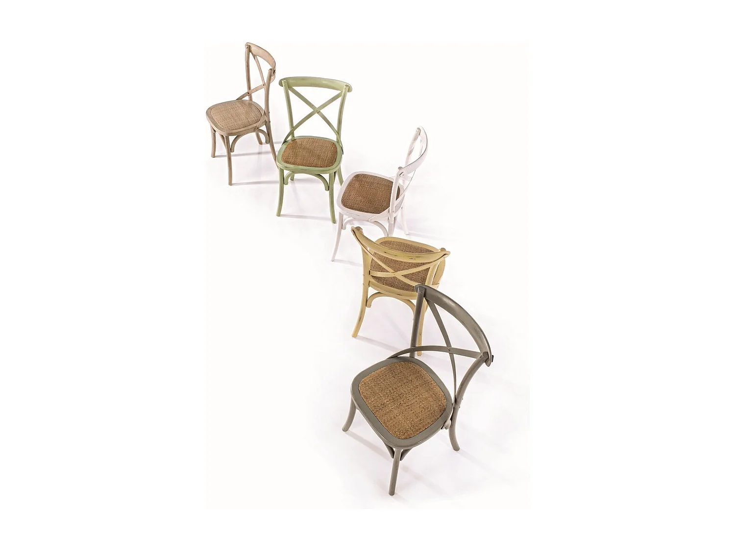 Set van 2 stoelen van wit iepenhout en rotan naturel - CROSS