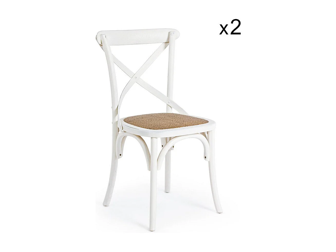 Set van 2 stoelen van wit iepenhout en rotan naturel - CROSS