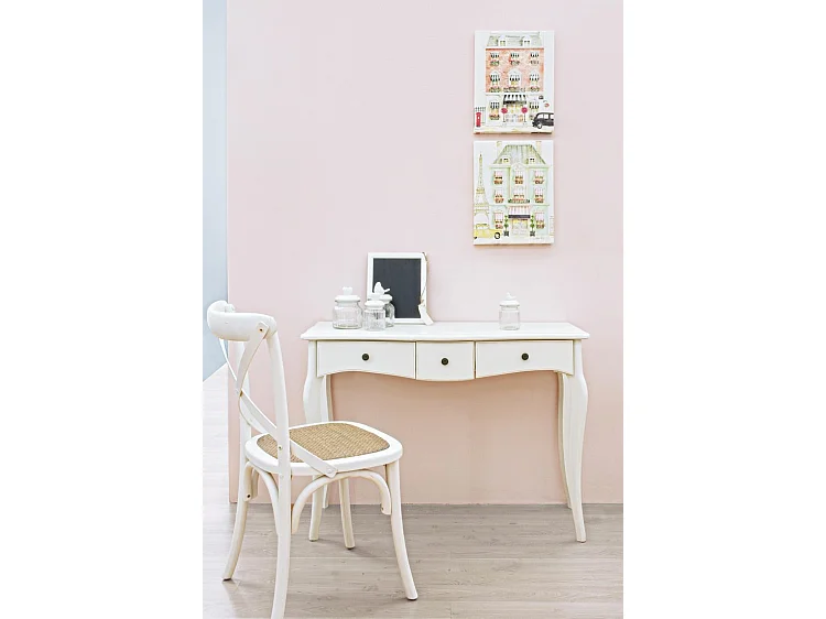 Set van 2 stoelen van wit iepenhout en rotan naturel - CROSS