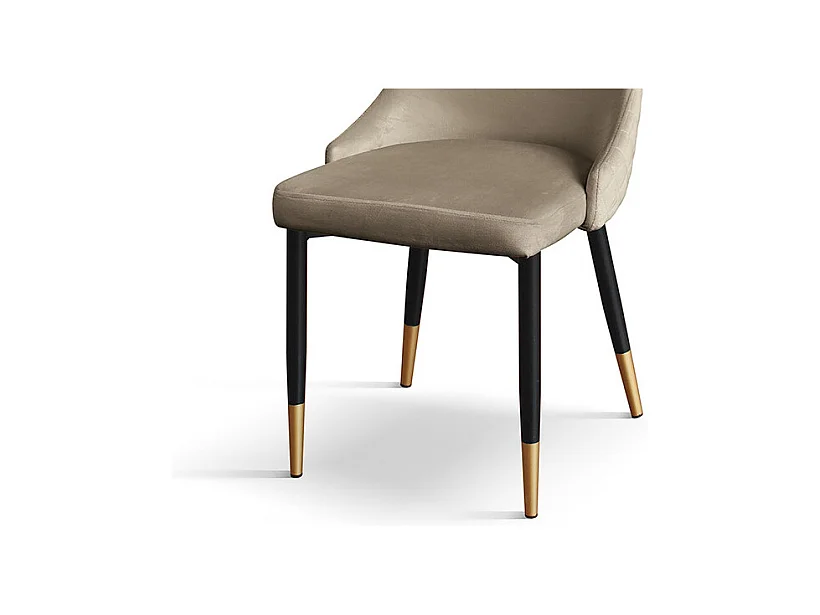 Set van 4 stoelen, stof met taupe fluweeleffect, antraciet en gouden poten - IRVINE