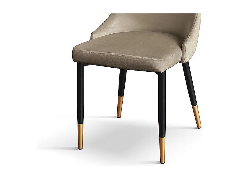 Conjunto de 4 cadeiras, tecido efeito veludo taupe, pernas antracite e douradas - IRVINE