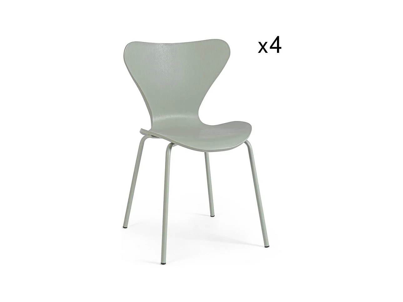 Lot de 4 chaises en polypropylène et pieds vert olive - TESSA
