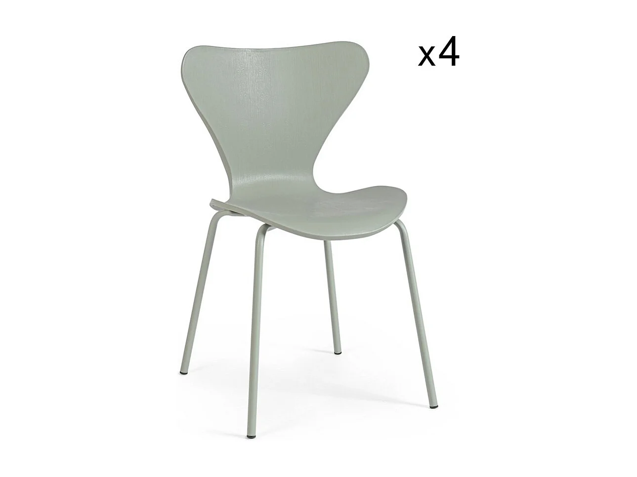 Lot de 4 chaises en polypropylène et pieds vert olive - TESSA