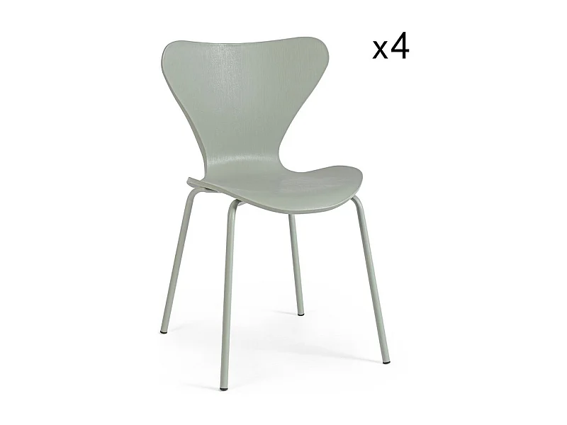 Lot de 4 chaises en polypropylène et pieds vert olive - TESSA