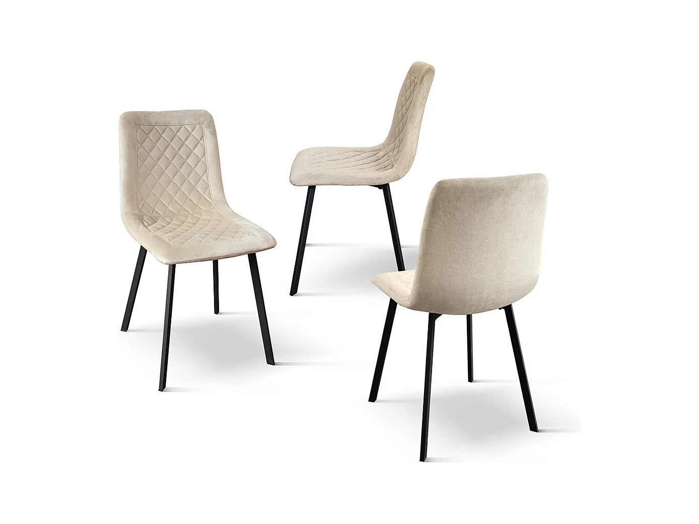 Set aus 4 Stühlen aus beigem Samt und anthrazitfarbenen Metallbeinen - NOHO