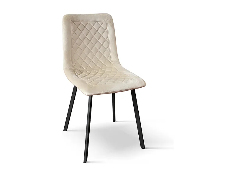 Lot de 4 chaises en velours beige et pieds en métal anthracite - NOHO