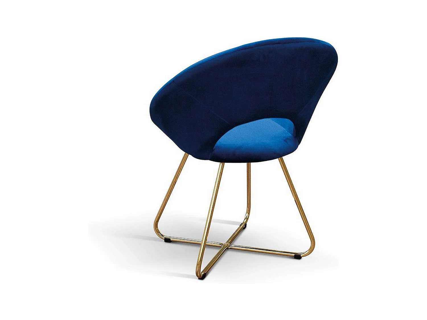 Set van 4 fauteuils van stof met blauw fluweeleffect, onderstel van goudkleurig metaal - ZANTE