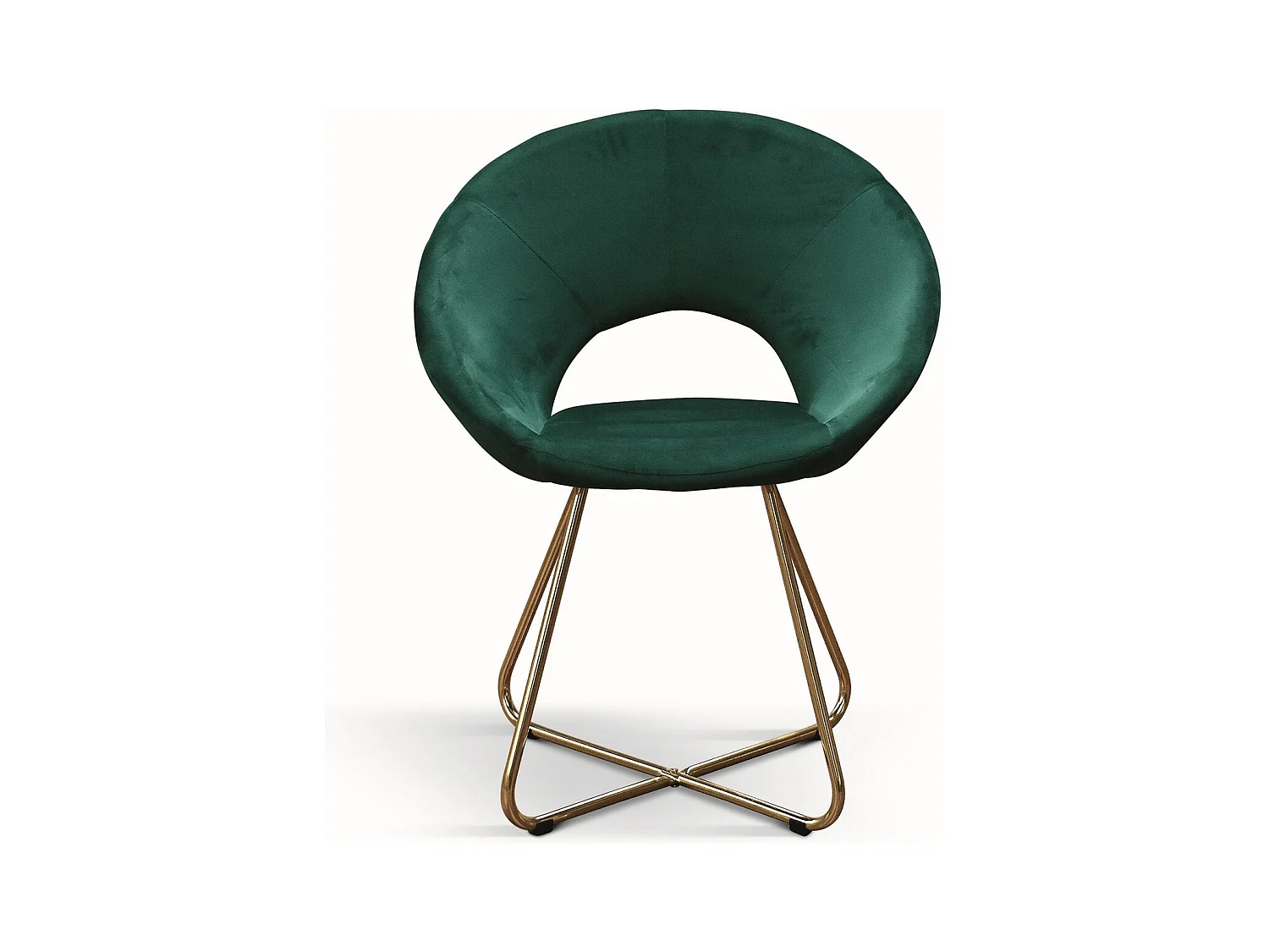 Lote de 2 sillones de tela efecto terciopelo verde, base de metal dorado - ZANTE