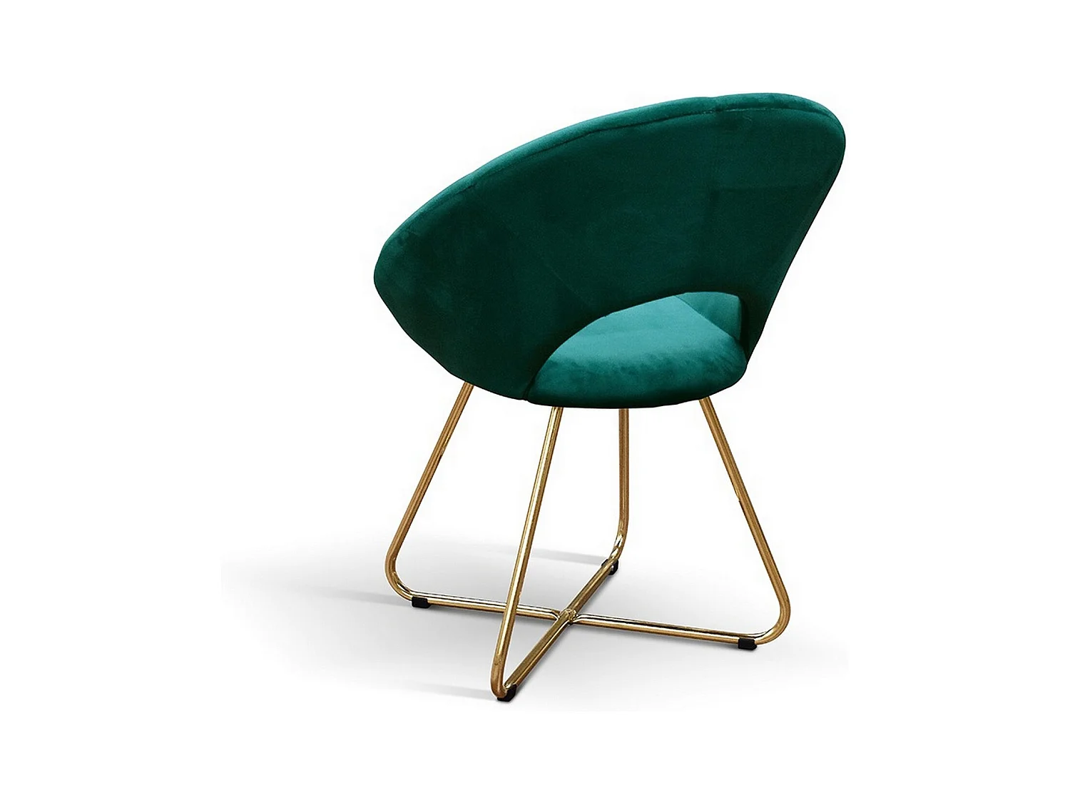 Lote de 2 sillones de tela efecto terciopelo verde, base de metal dorado - ZANTE