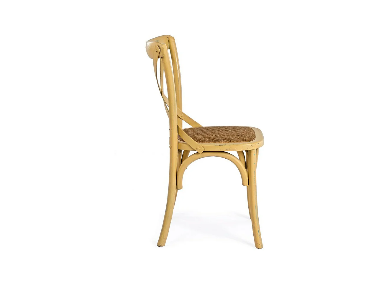 Set van 2 stoelen in okerkleurig iepenhout en natuurlijk rotan - CROSS