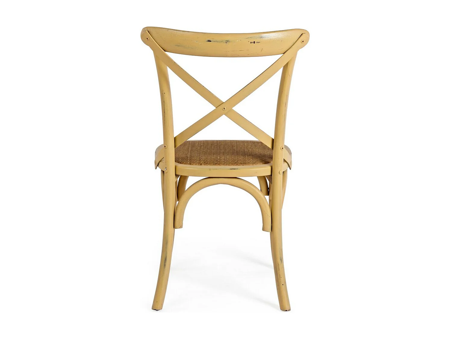 Set van 2 stoelen in okerkleurig iepenhout en natuurlijk rotan - CROSS