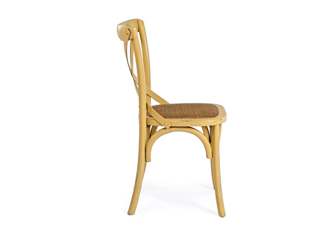 Set van 2 stoelen in okerkleurig iepenhout en natuurlijk rotan - CROSS