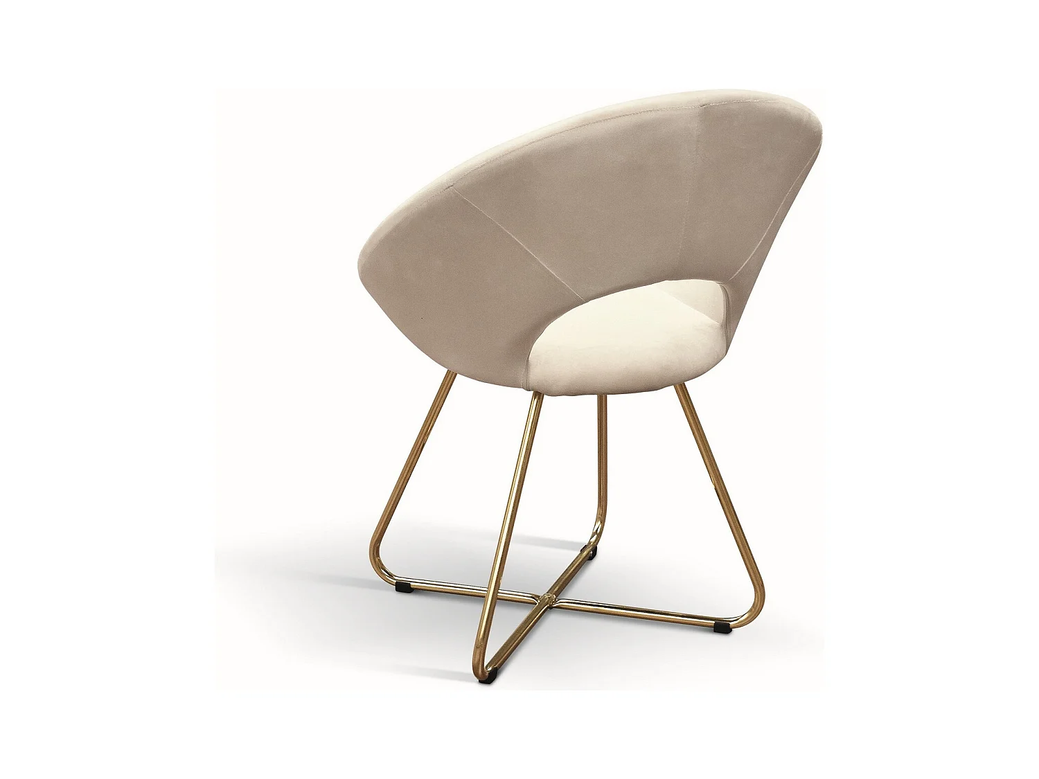 Zestaw 2 beżowych foteli z tkaniny z efektem aksamitu, złota metalowa podstawa - ZANTE