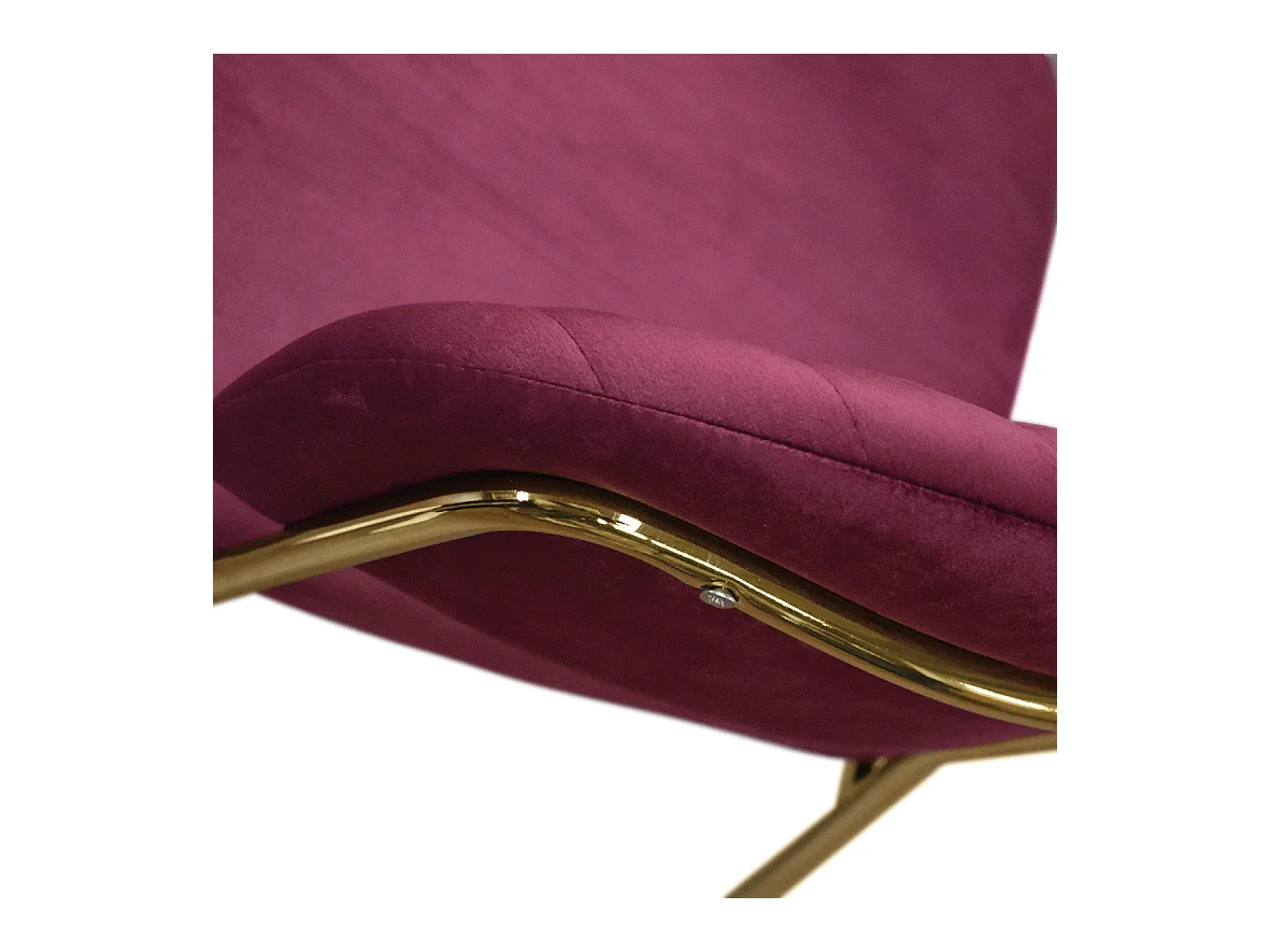 Set van 2 stoelen in bordeauxrode fluweelstof, frame in goud - ORCHIES