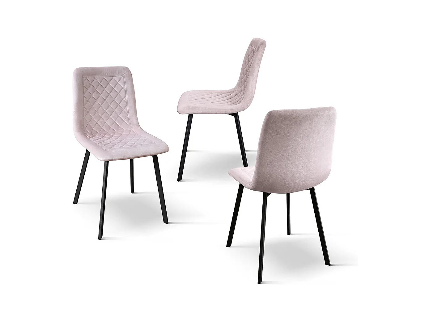 Set van 4 stoelen in roze fluweel en antraciet metalen poten - NOHO