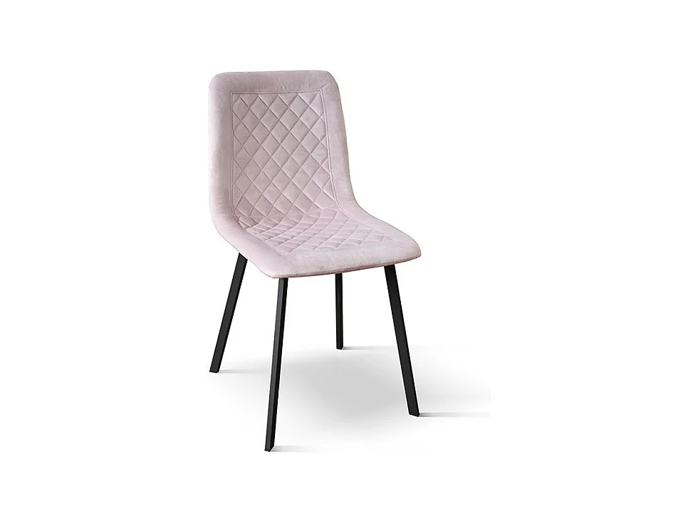 Lot de 4 chaises en velours rose et pieds en métal anthracite - NOHO