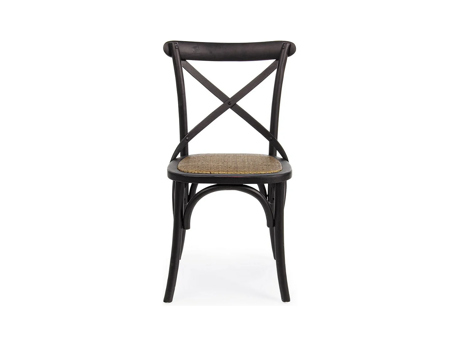 Set mit 2 Stühlen aus schwarzem Ulmenholz und natürlichem Rattan - CROSS