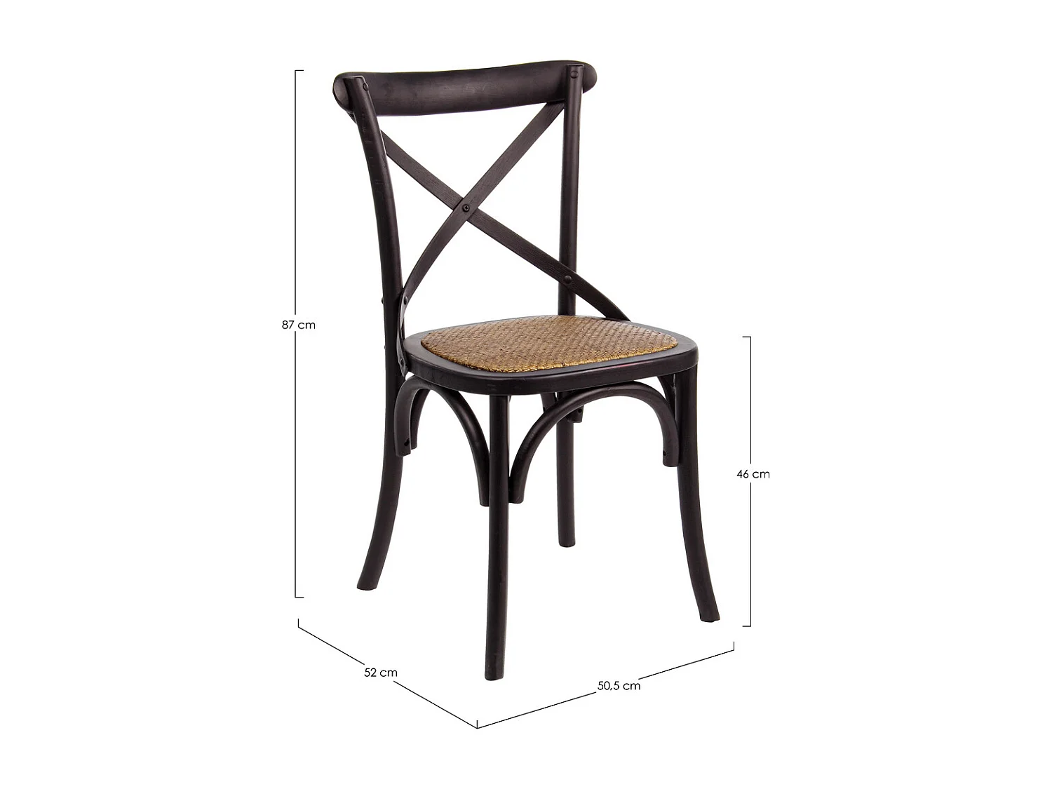 Conjunto de 2 sillas de madera de olmo negro y ratán natural - CROSS