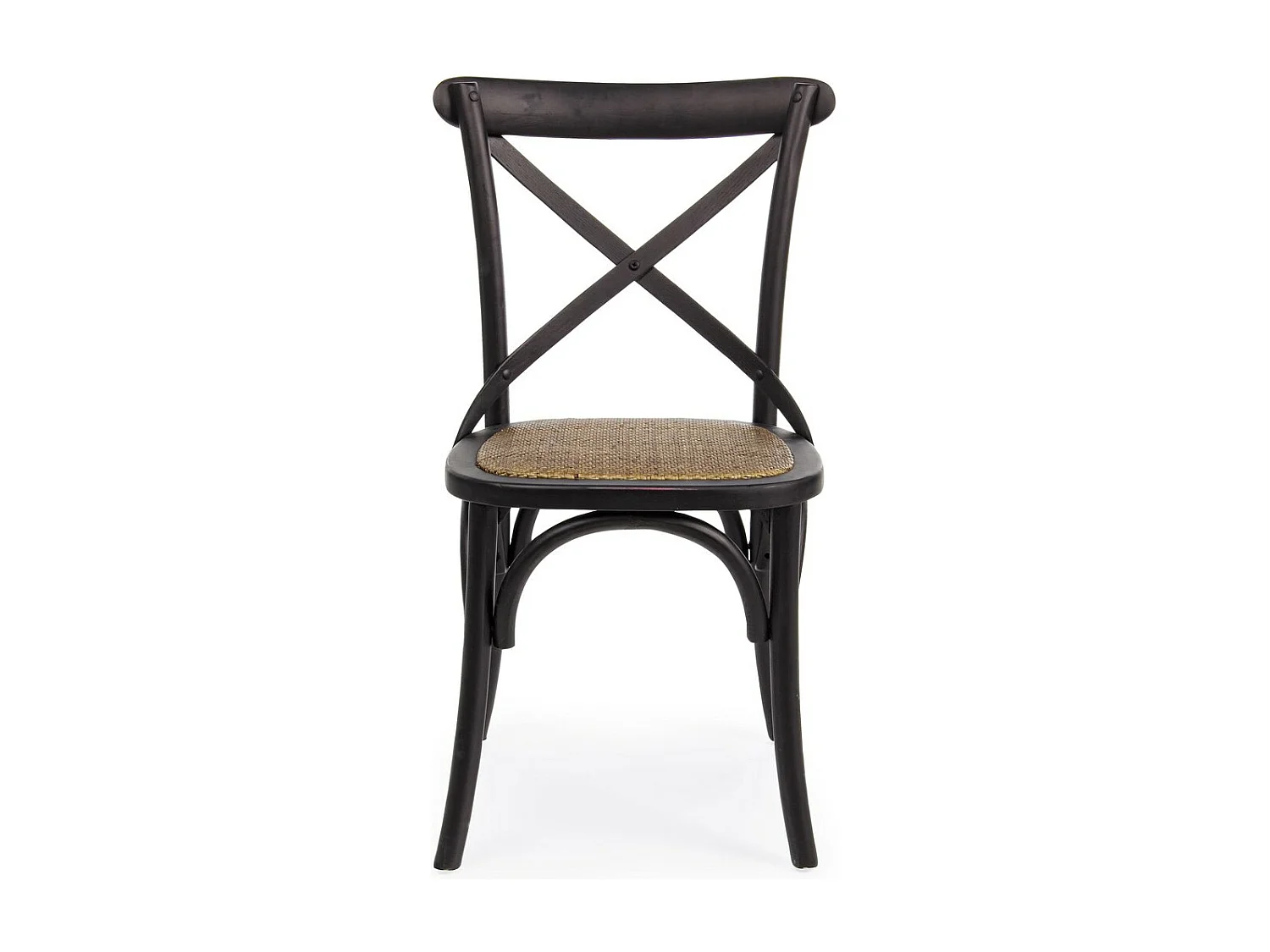 Set de 2 chaises en orme noir et rotin naturel - CROSS