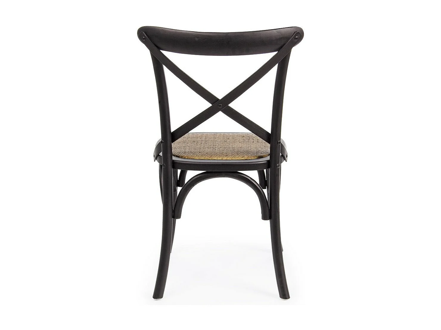 Set de 2 chaises en orme noir et rotin naturel - CROSS