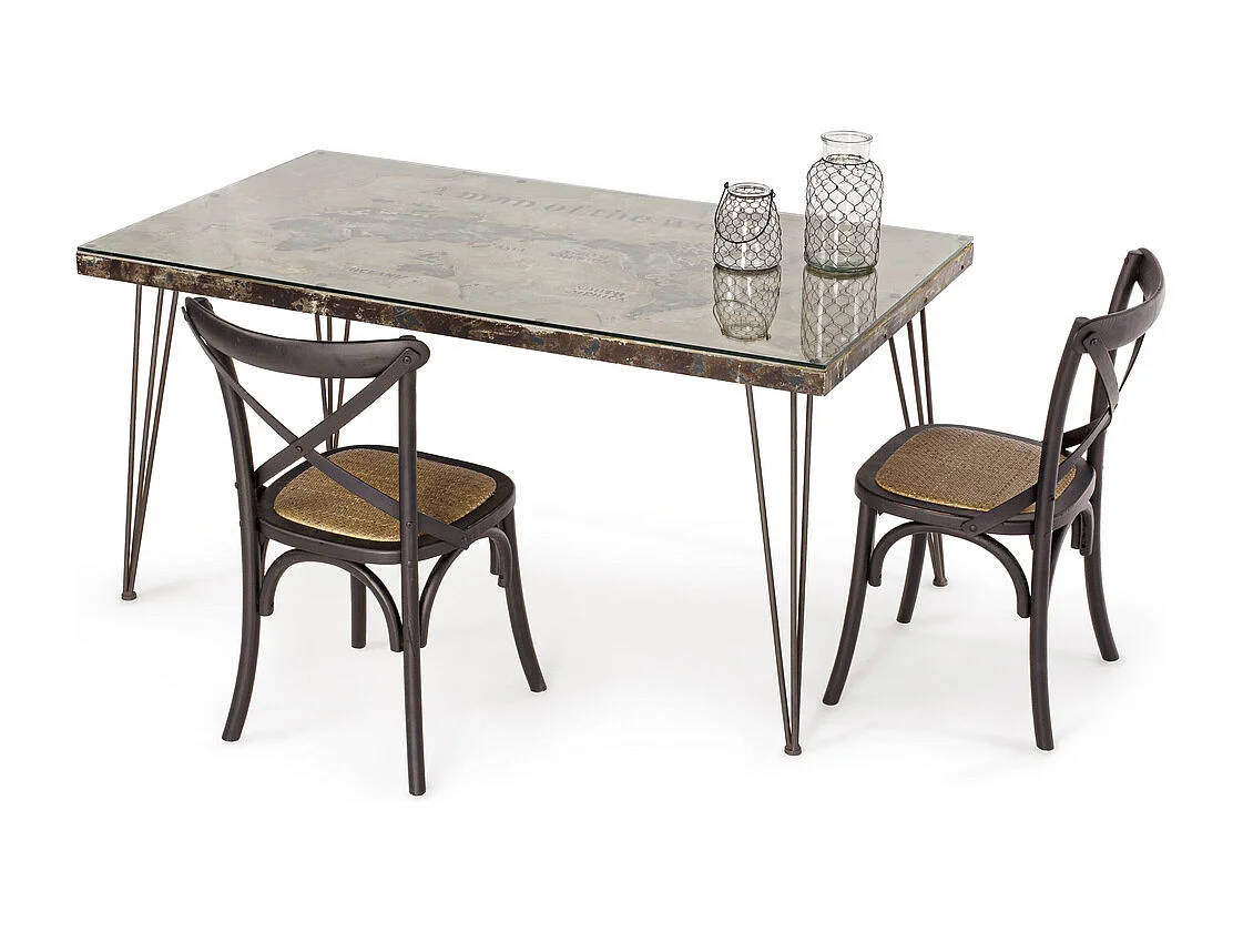 Set de 2 chaises en orme noir et rotin naturel - CROSS