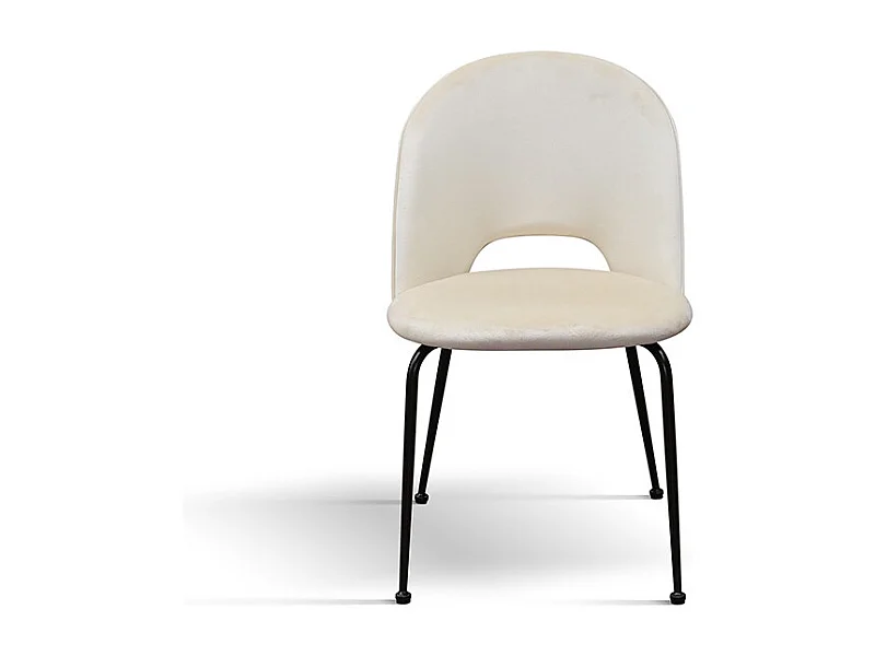 Set van 4 stoelen in beige fluweelstof, antraciet poten - AVALON