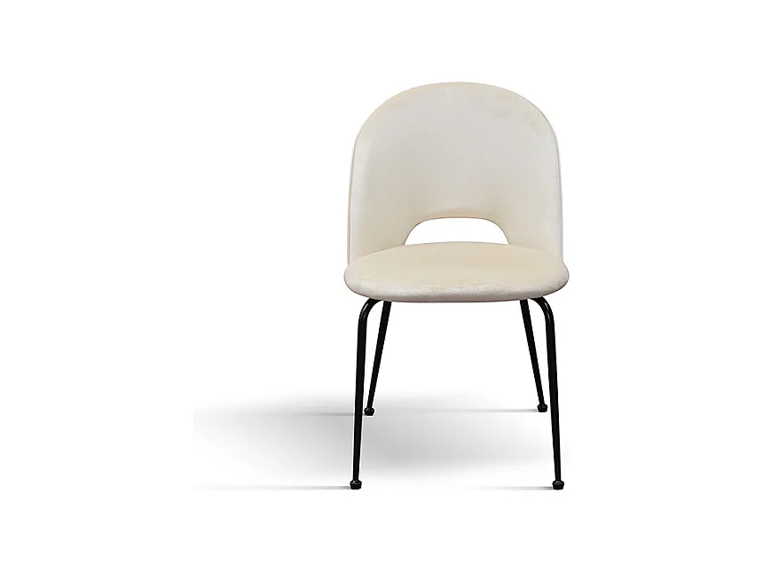 Set mit 4 Stühlen aus beigem Samtstoff, anthrazitfarbene Beine - AVALON