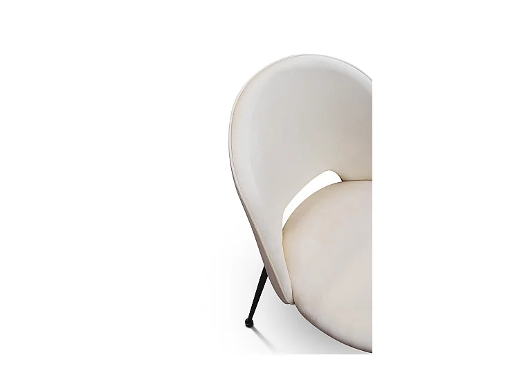 Set mit 4 Stühlen aus beigem Samtstoff, anthrazitfarbene Beine - AVALON