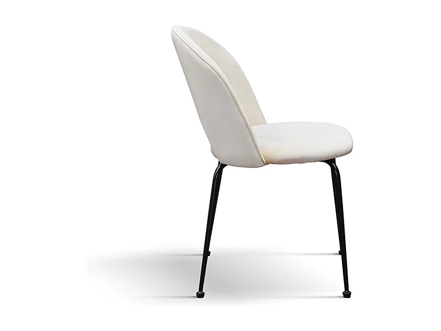 Lot de 4 chaises en tissu effet velours beige, pieds anthracite - AVALON