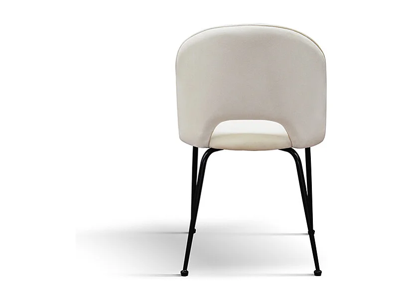 Lot de 4 chaises en tissu effet velours beige, pieds anthracite - AVALON