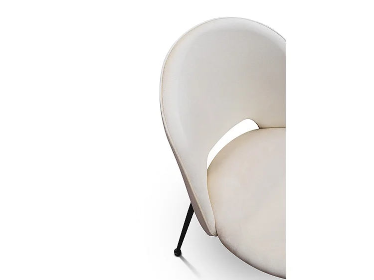 Lot de 4 chaises en tissu effet velours beige, pieds anthracite - AVALON