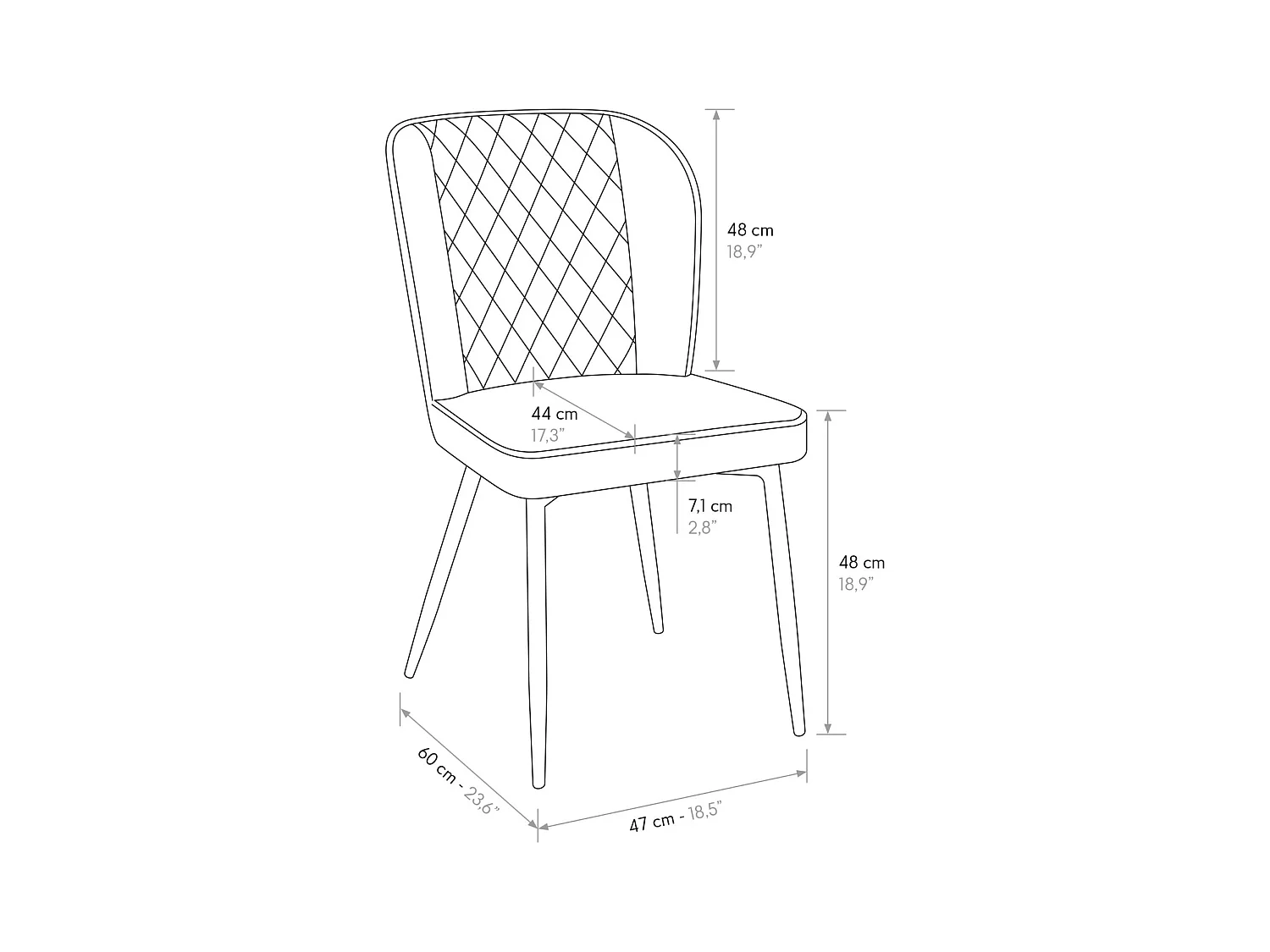 Set van 4 stoelen in lichtblauw fluweel en antraciet metalen poten - SOHO