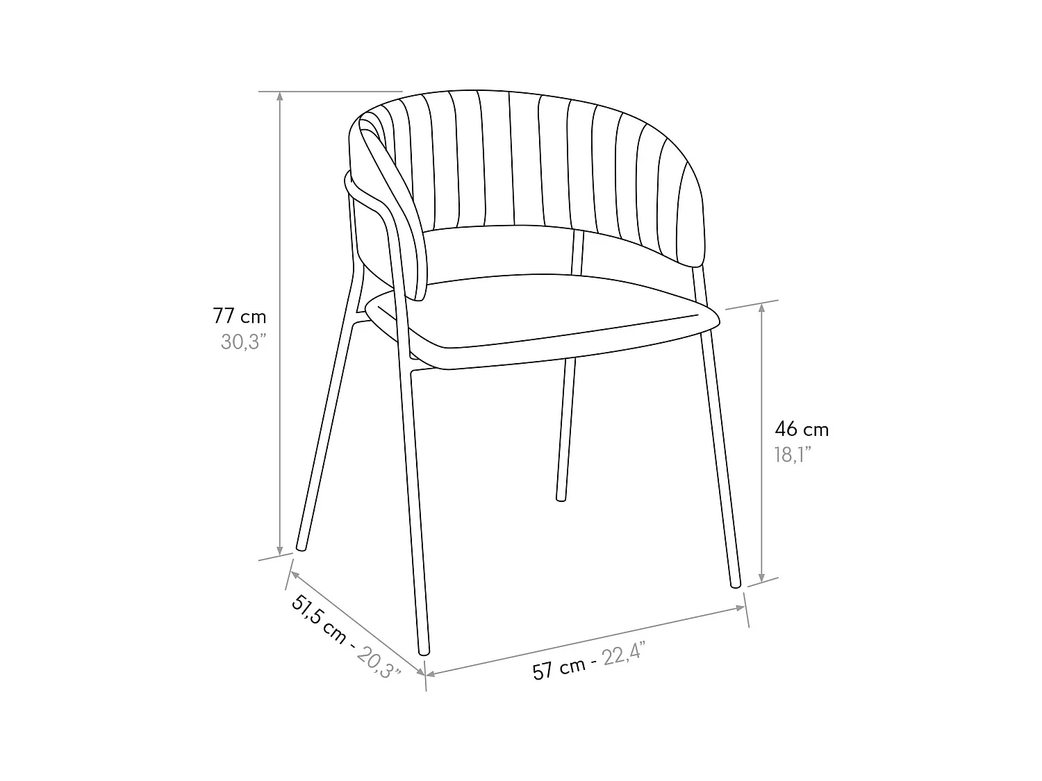 Lote de 4 sillas de tela efecto terciopelo burdeos, estructura dorada - ORCHIES