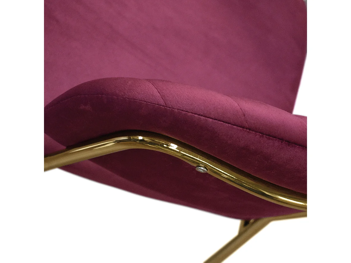 Set van 4 stoelen in bordeauxrode fluweelstof, frame in goud - ORCHIES