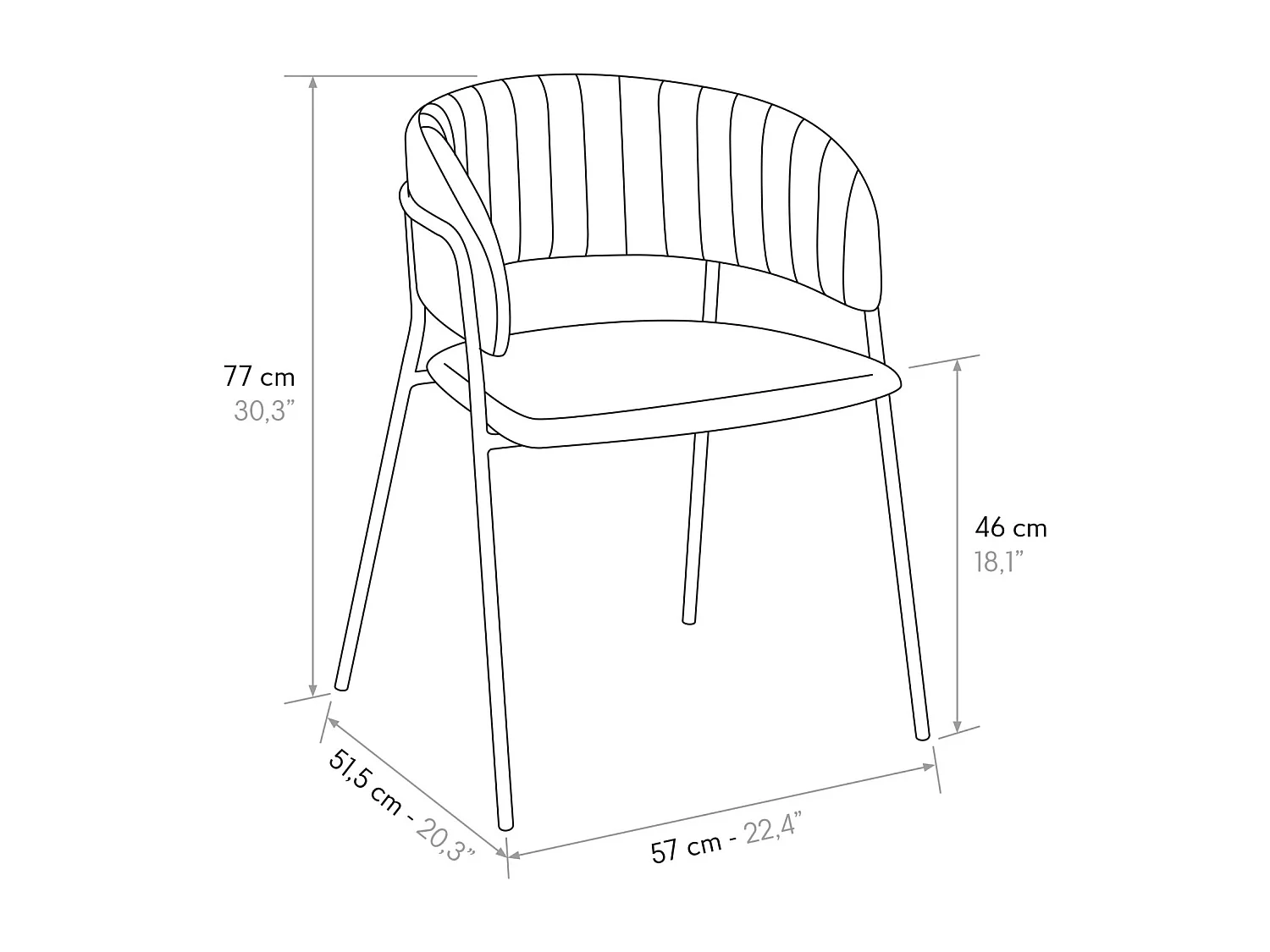 Set van 4 stoelen in bordeauxrode fluweelstof, frame in goud - ORCHIES