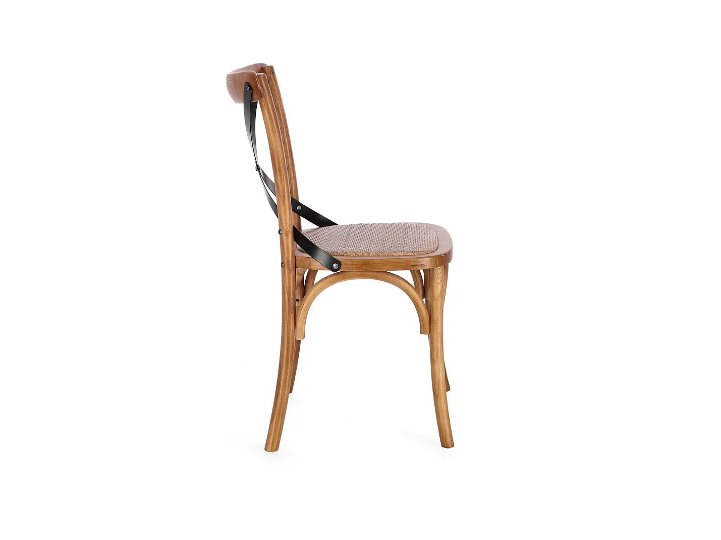 Lot de 2 chaises en orme naturel foncé et lattes d'acier noir - CROSS METAL