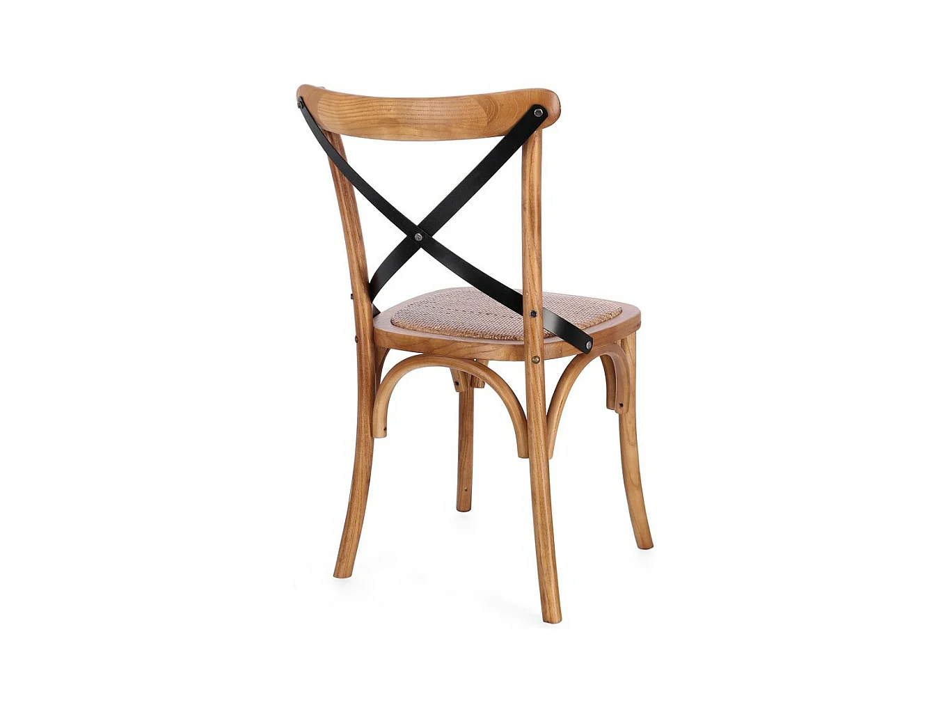 Lot de 2 chaises en orme naturel foncé et lattes d'acier noir - CROSS METAL