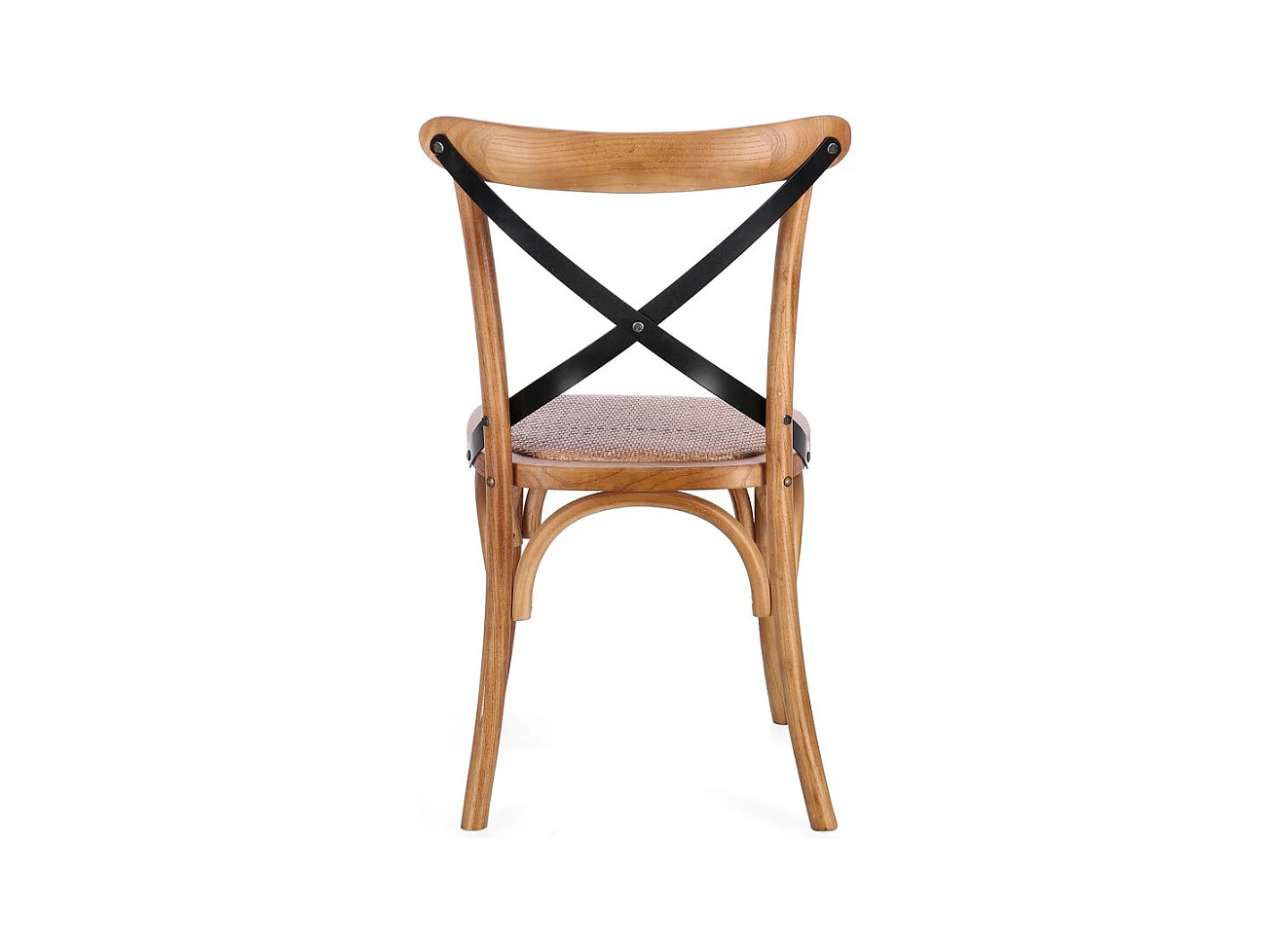 Lot de 2 chaises en orme naturel foncé et lattes d'acier noir - CROSS METAL