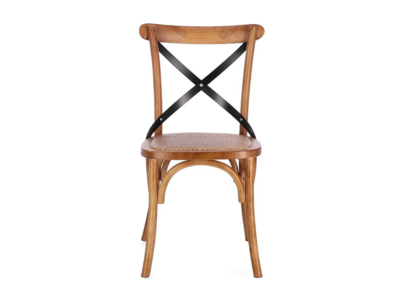 Lot de 2 chaises en orme naturel foncé et lattes d'acier noir - CROSS METAL