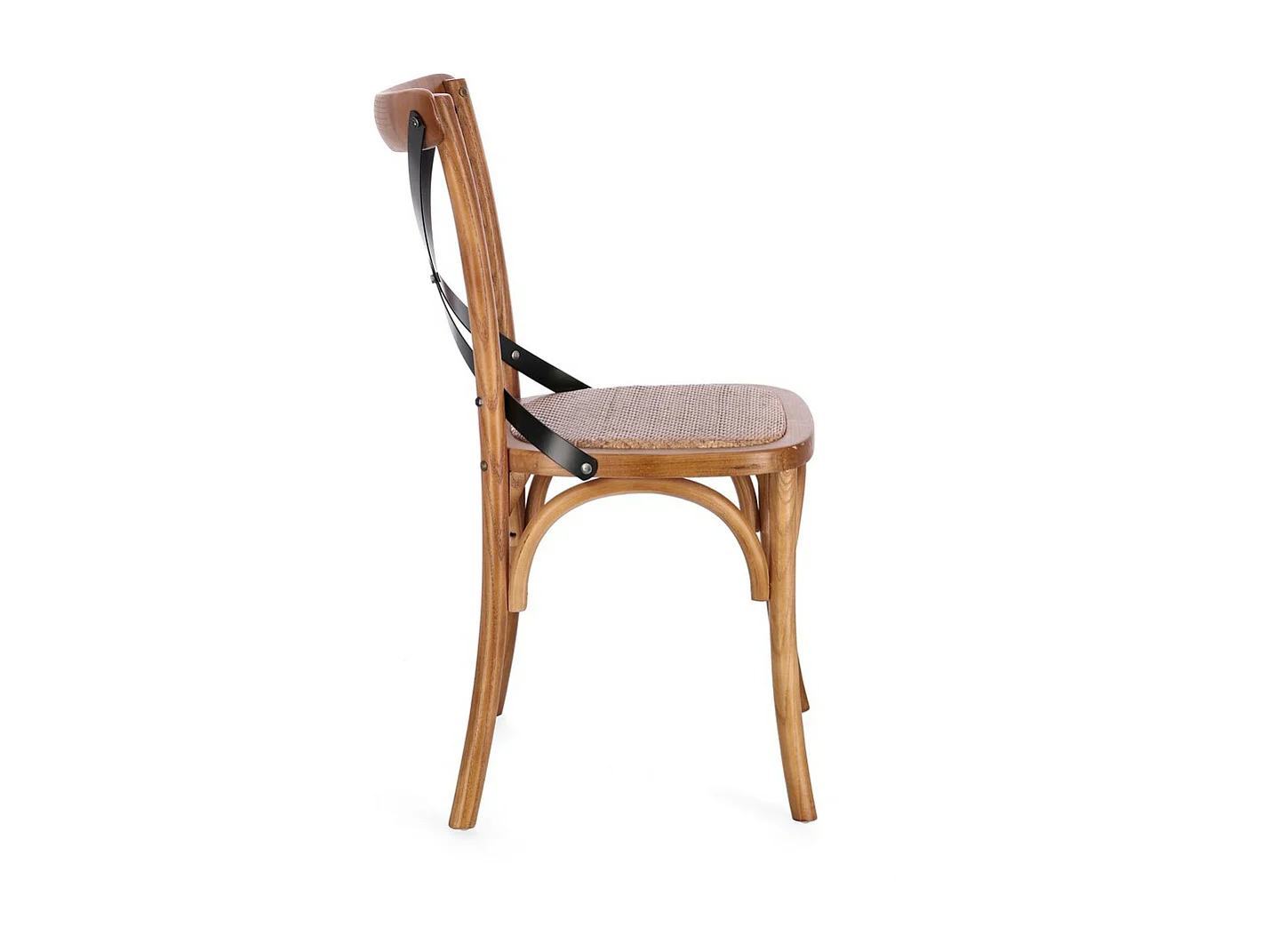 Lot de 2 chaises en orme naturel foncé et lattes d'acier noir - CROSS METAL